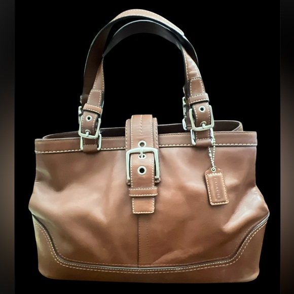 Coach Handbags - Coach Hamptons Leather Carryall Brown